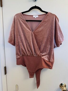 NSR Rose-Mauve Velvet Wrap Bodysuit